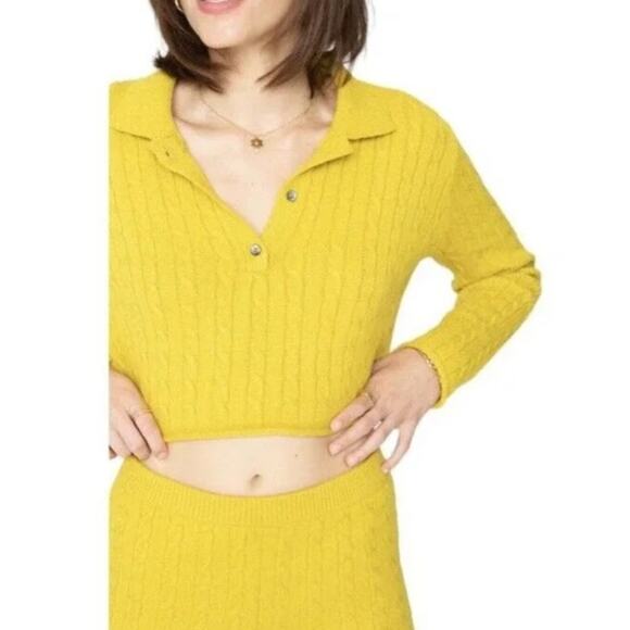 NWT Callahan Revolve Winona Cable Knit Sweater Shorts Dandelion Yellow XS - Picture 11 of 13